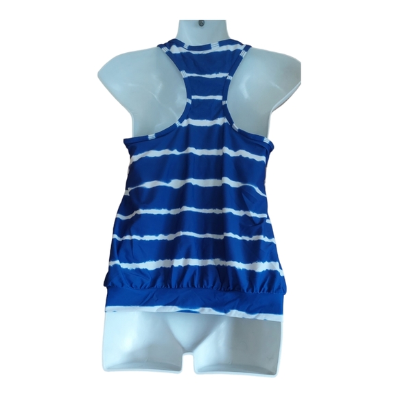 Swimwear Top Racerback Blue Stripes - Picture 2 of 4